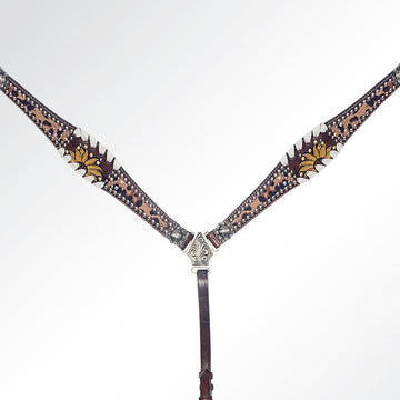 AMERICAN DARLING Western Horse Headstall Breast Collar Set Leather
